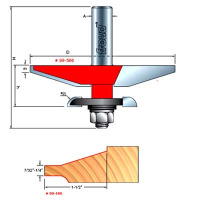 Shaker Style Freud Quadra-Cut™ Raised Panel Bit #99-566 with Backcutter
